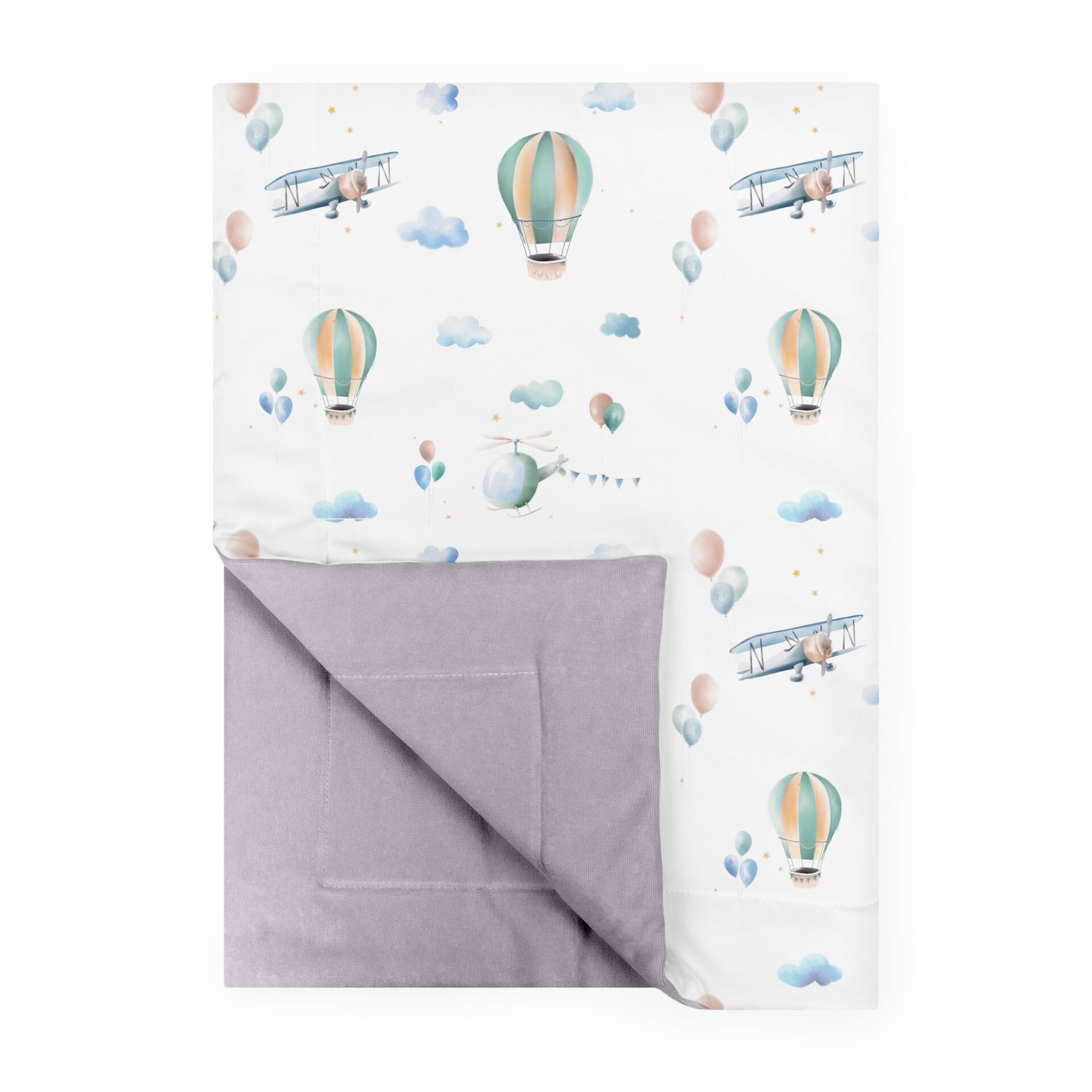 Kocyk 100×75 Balloon jasnoszary + poduszka GRATIS