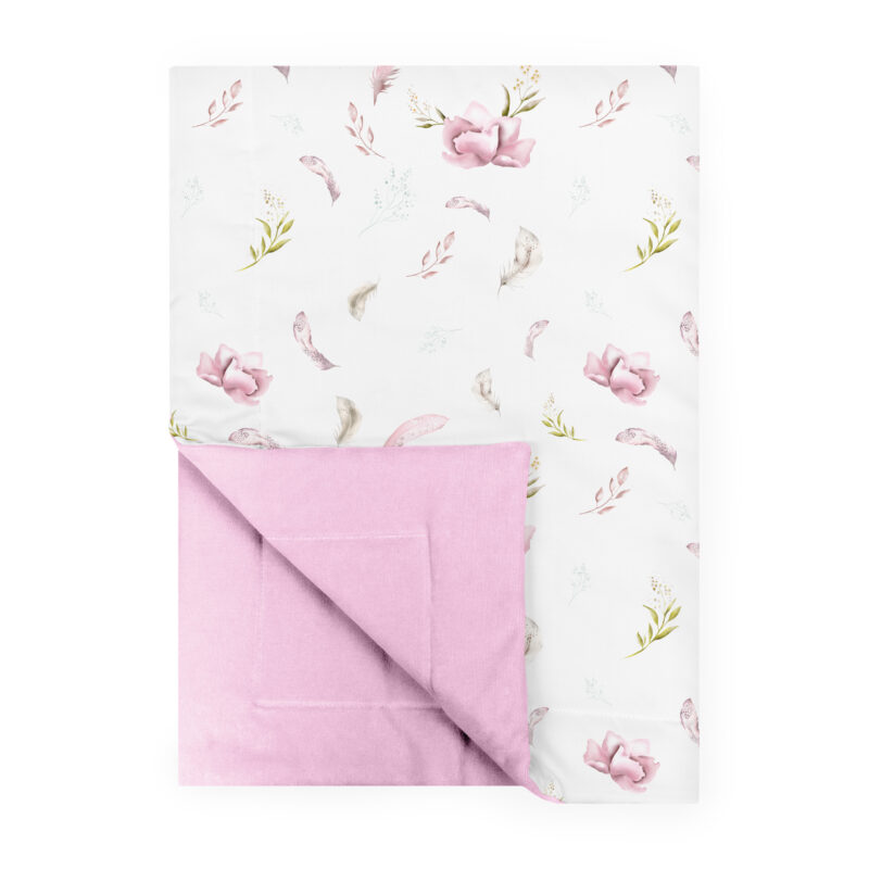 Kocyk 100×75 Blossom różowy + poduszka GRATIS