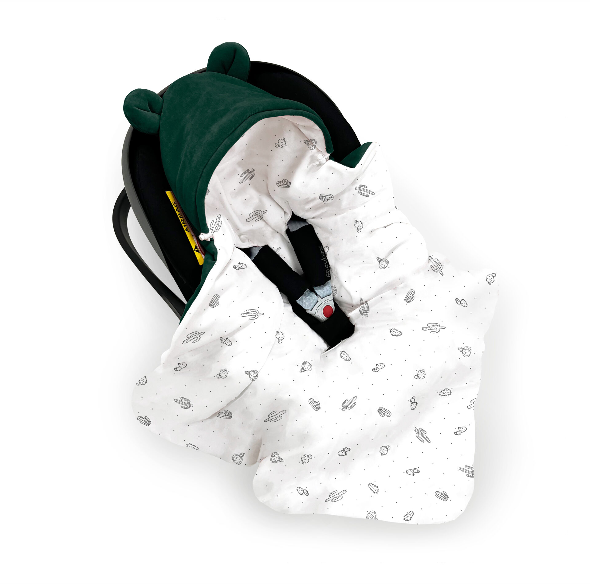 kocyk do fotelika z welurem cactus butelkowa zieleń