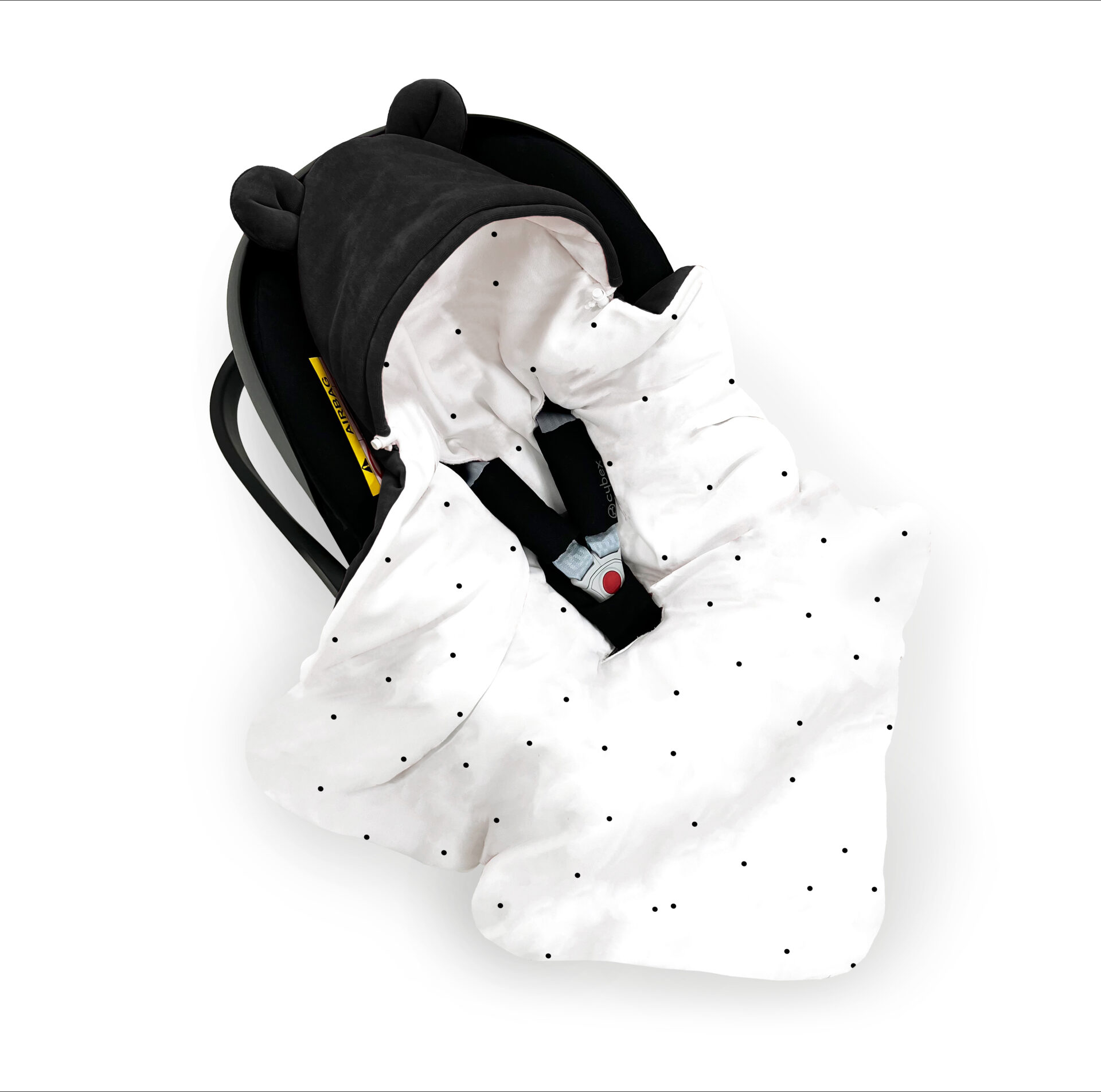 kocyk do fotelika z welurem dots czarny