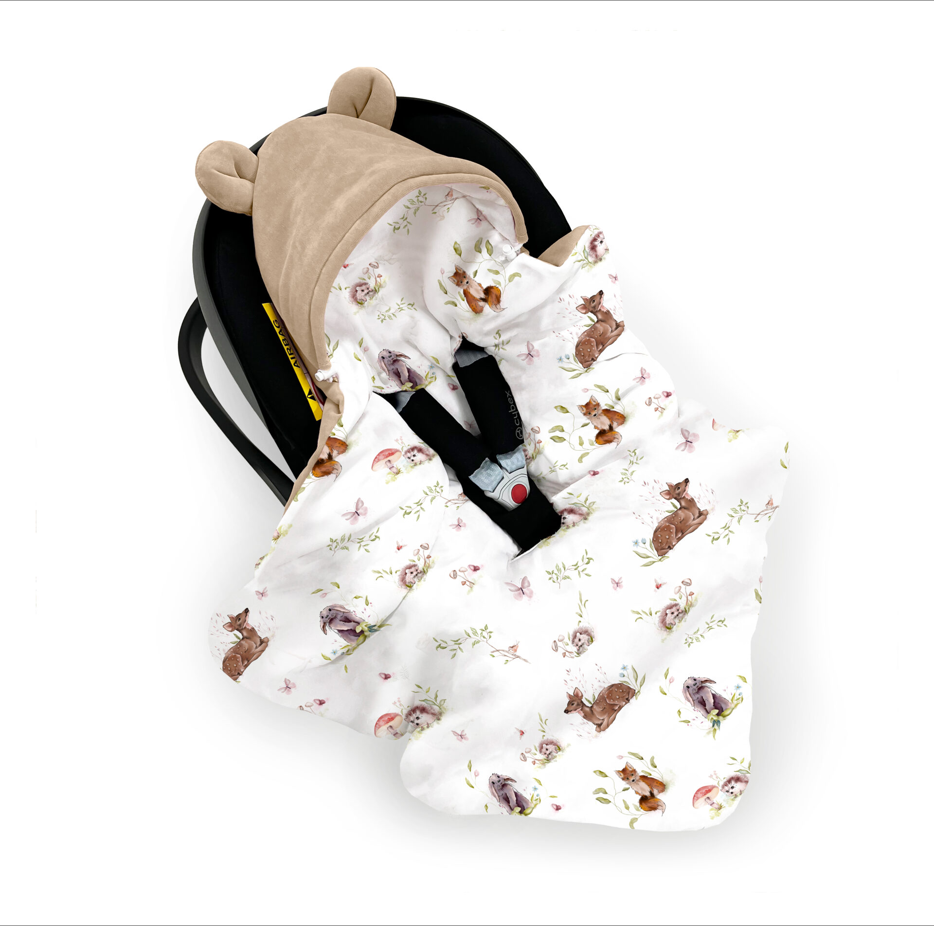 kocyk do fotelika z welurem forest beż