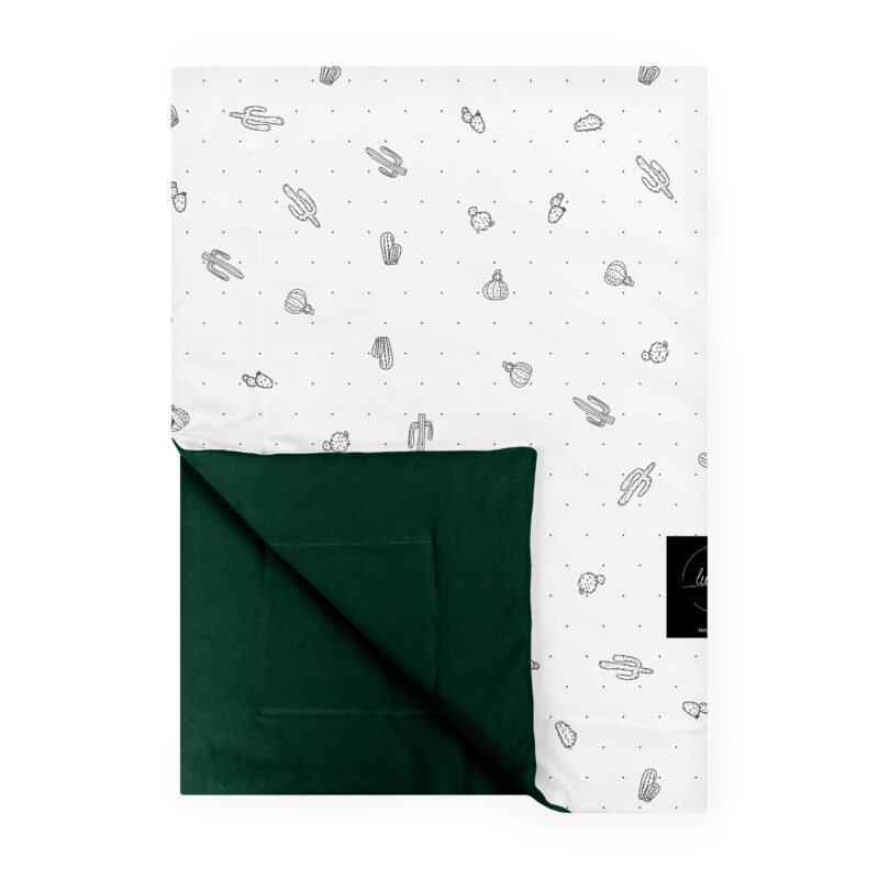 Kocyk 100×75 Cactus butelkowa zieleń + poduszka GRATIS