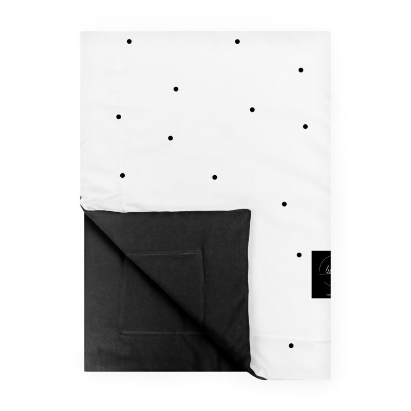 Kocyk 100×75 Dots czarny + poduszka GRATIS