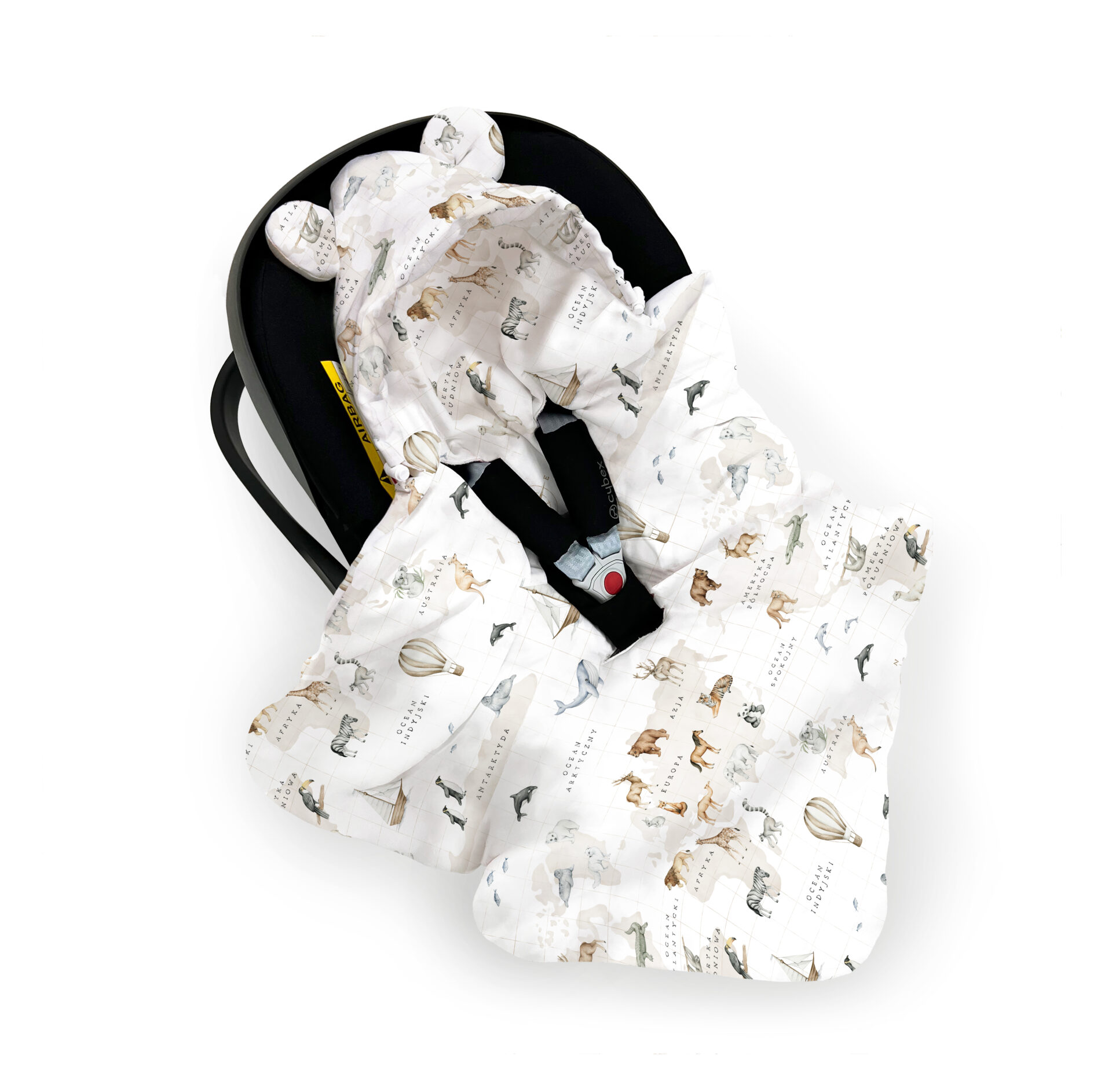 kocyk do fotelika mapa