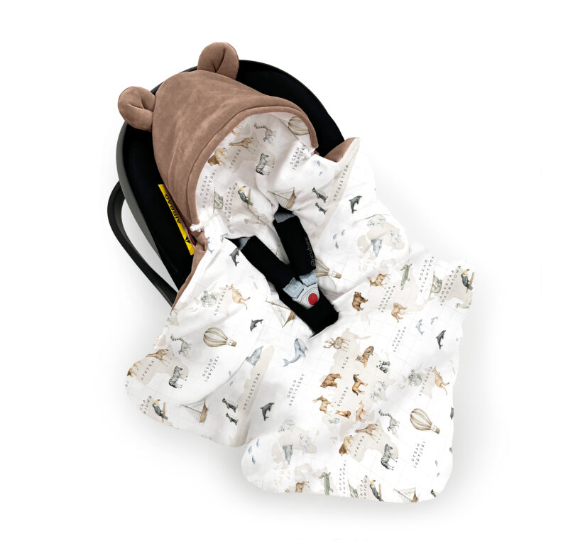 Kocyk do fotelika Around the World mocha (fotelik 5-punktowy)