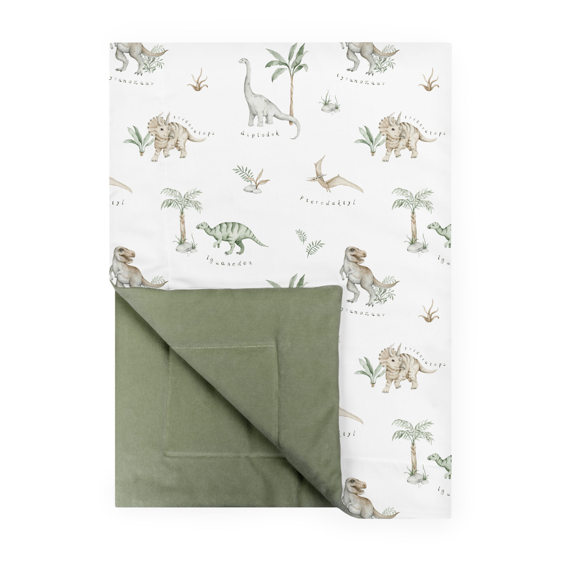 kocyk welur dinosaur khaki