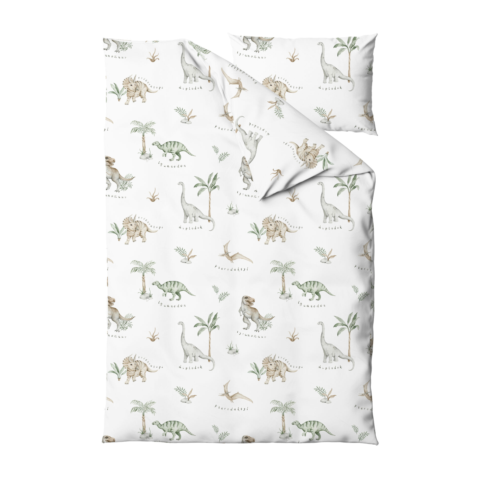 komplet pościeli z wkładem dinosaur 75x65