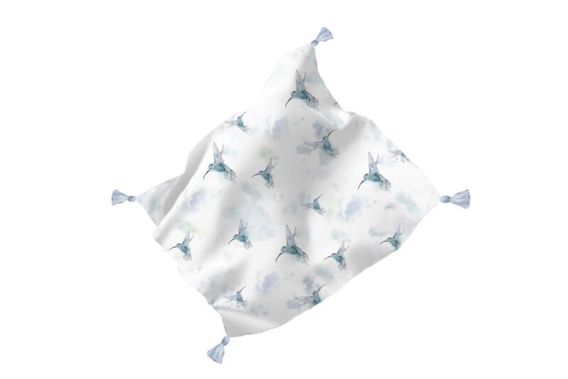 Otulacz 70×70 z chwostami Blue colibri