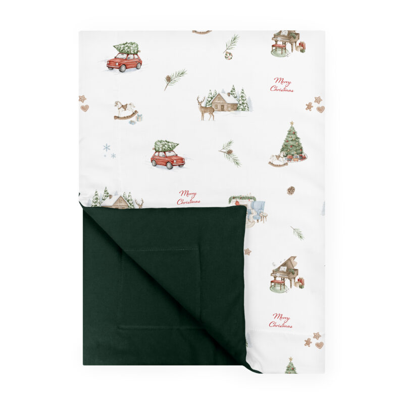 Kocyk 150×100 Merry Christmas butelkowa zieleń