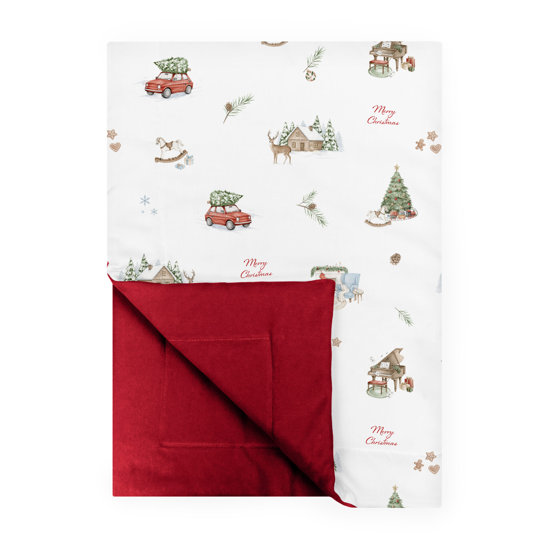 kocyk welur Merry Christmas czerwony 150x100