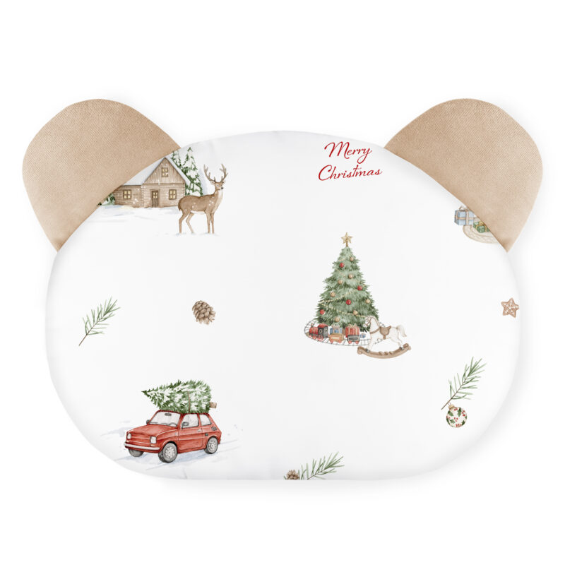 Poduszka miś Merry Christmas beżowy