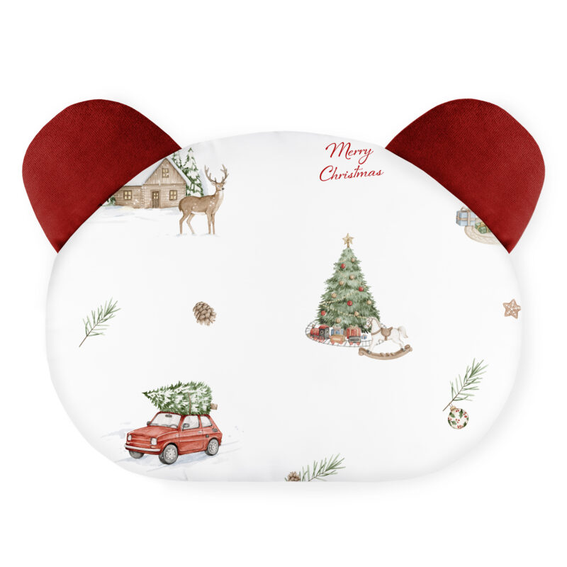 Poduszka miś Merry Christmas czerwony