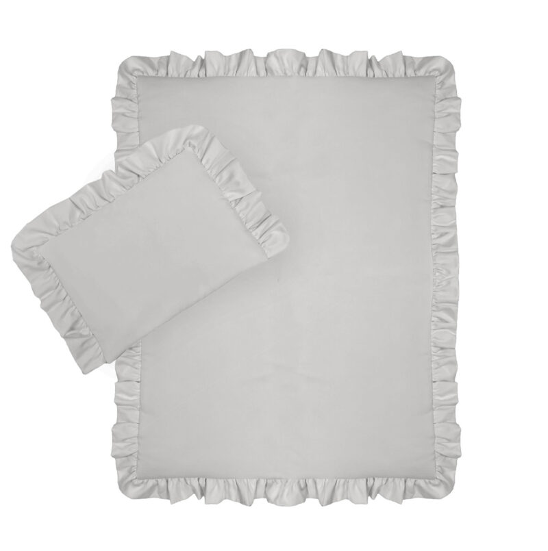 Komplet pościeli 135×100+40×60 z wkładem z falbanką jasnoszary